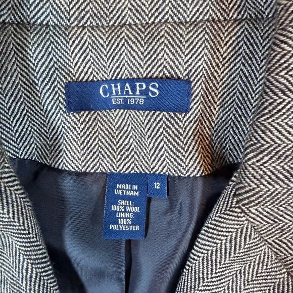 VTG Chaps Ralph Lauren Suit Womens Tweed Herringbone 100% Wool 12 Blazer 10 Pant - Picture 3 of 9